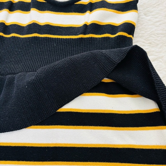 SLY Navy Blue/White/Yellow Knitted Stretchy 100%Cotton Mini Dress size Small - Picture 5 of 16
